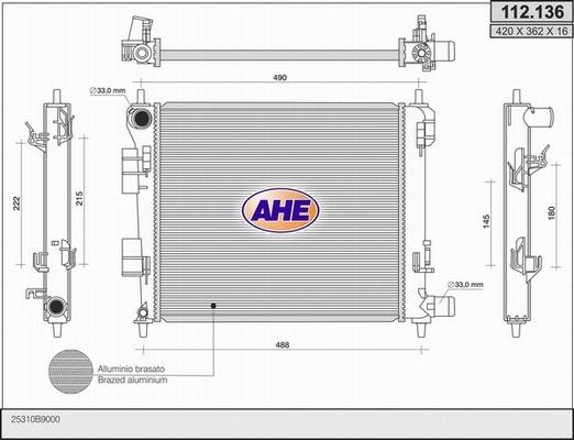 AHE 112.136 - Radiateur, refroidissement du moteur droxauto.com