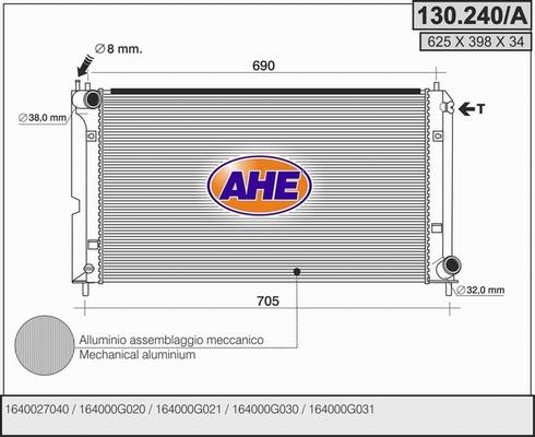 AHE 130.240/A - Radiateur, refroidissement du moteur droxauto.com