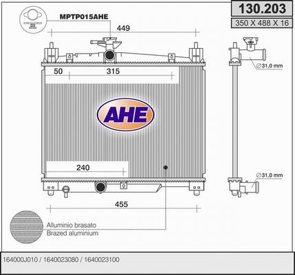 AHE 130.203 - Radiateur, refroidissement du moteur droxauto.com
