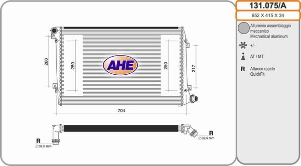 AHE 131.075/A - Radiateur, refroidissement du moteur droxauto.com