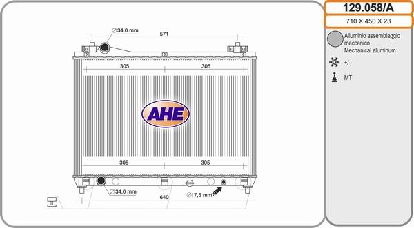 AHE 129.058/A - Radiateur, refroidissement du moteur droxauto.com