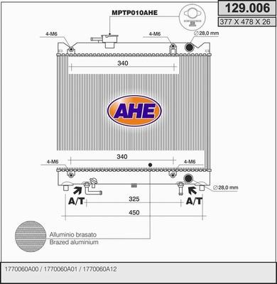 AHE 129.006 - Radiateur, refroidissement du moteur droxauto.com