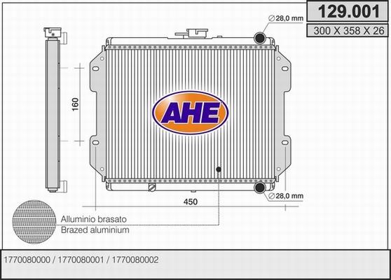 AHE 129.001 - Radiateur, refroidissement du moteur droxauto.com