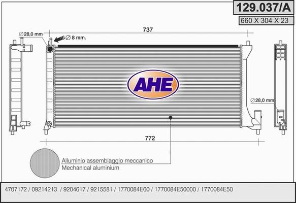 AHE 129.037/A - Radiateur, refroidissement du moteur droxauto.com