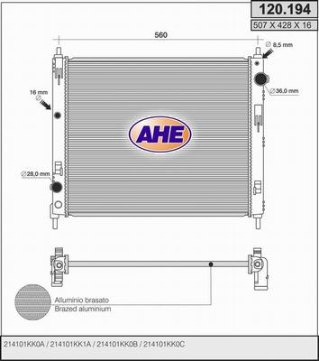 AHE 120.194 - Radiateur, refroidissement du moteur droxauto.com