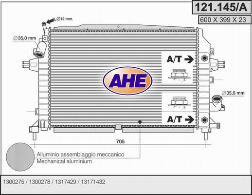 AHE 121.145/A - Radiateur, refroidissement du moteur droxauto.com