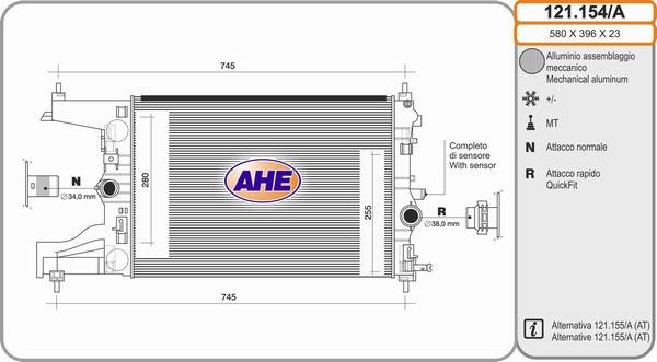 AHE 121.154/A - Radiateur, refroidissement du moteur droxauto.com