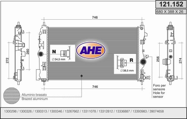 AHE 121.152 - Radiateur, refroidissement du moteur droxauto.com