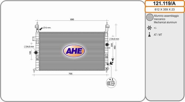 AHE 121.119/A - Radiateur, refroidissement du moteur droxauto.com
