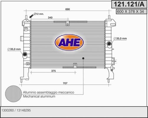 AHE 121.121/A - Radiateur, refroidissement du moteur droxauto.com