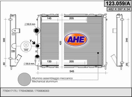 AHE 123.059/A - Radiateur, refroidissement du moteur droxauto.com