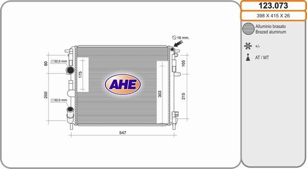 AHE 123.073 - Radiateur, refroidissement du moteur droxauto.com