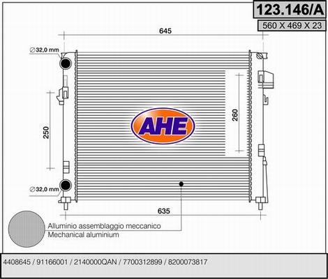 AHE 123.146/A - Radiateur, refroidissement du moteur droxauto.com
