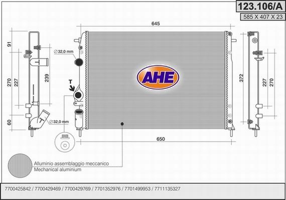 AHE 123.106/A - Radiateur, refroidissement du moteur droxauto.com