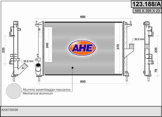 AHE 123.188/A - Radiateur, refroidissement du moteur droxauto.com