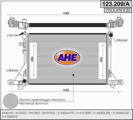 AHE 123.209/A - Radiateur, refroidissement du moteur droxauto.com