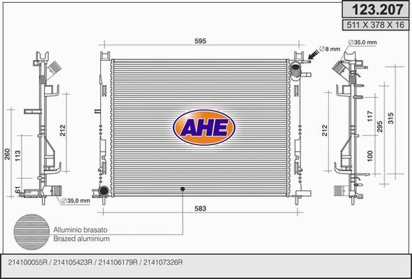 AHE 123.207 - Radiateur, refroidissement du moteur droxauto.com