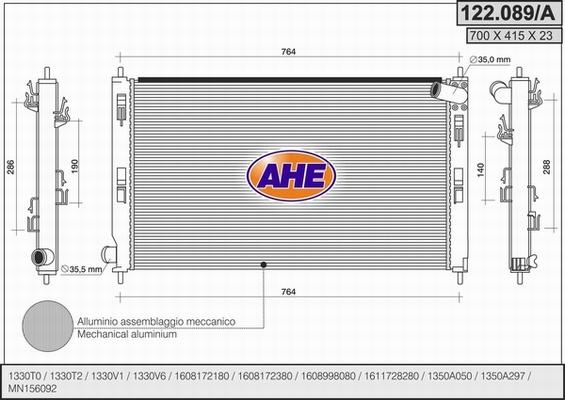 AHE 122.089/A - Radiateur, refroidissement du moteur droxauto.com