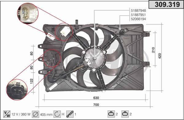 AHE 309.319 - Ventilateur, refroidissement du moteur droxauto.com