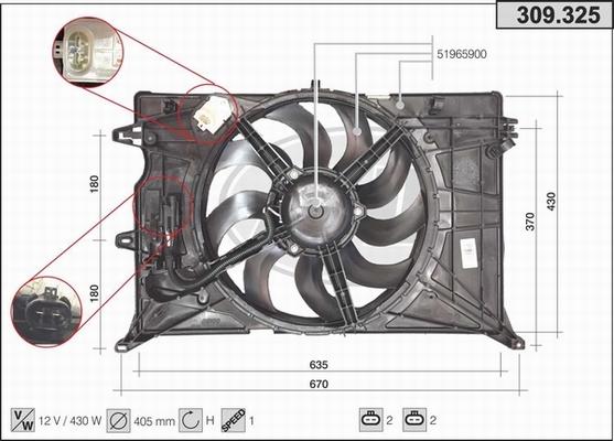 AHE 309.325 - Ventilateur, refroidissement du moteur droxauto.com