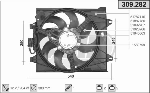 AHE 309.282 - Ventilateur, refroidissement du moteur droxauto.com