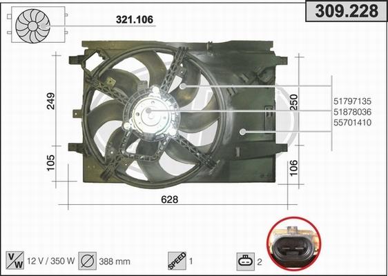 AHE 309.228 - Ventilateur, refroidissement du moteur droxauto.com