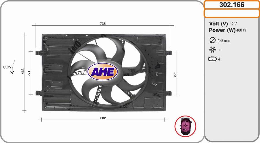 AHE 302.166 - Ventilateur, refroidissement du moteur droxauto.com
