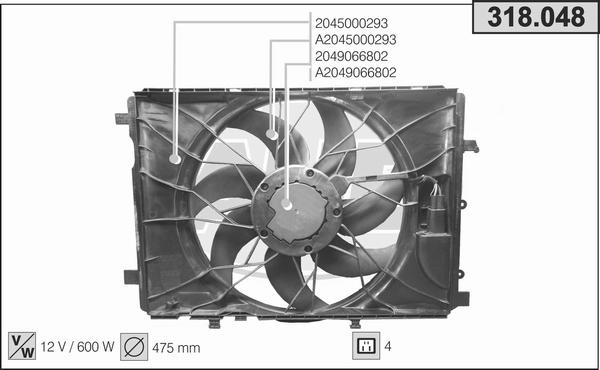 AHE 318.048 - Ventilateur, refroidissement du moteur droxauto.com
