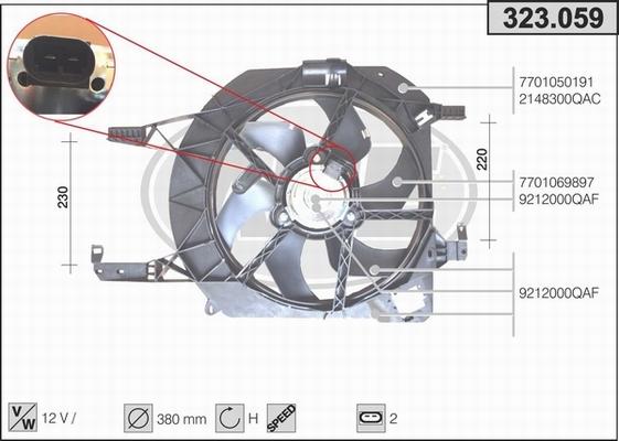 AHE 323.059 - Ventilateur, refroidissement du moteur droxauto.com