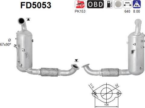 AS FD5053 - Filtre à particules / à suie, échappement droxauto.com