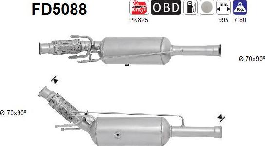 AS FD5088 - Filtre à particules / à suie, échappement droxauto.com