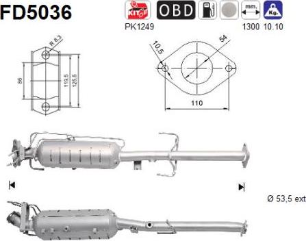 AS FD5036 - Filtre à particules / à suie, échappement droxauto.com