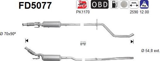 AS FD5077 - Filtre à particules / à suie, échappement droxauto.com