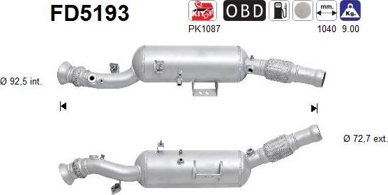 AS FD5193 - Filtre à particules / à suie, échappement droxauto.com
