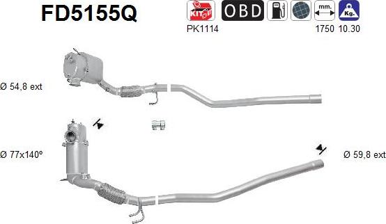 AS FD5155Q - Filtre à particules / à suie, échappement droxauto.com