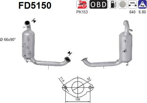 AS FD5150 - Filtre à particules / à suie, échappement droxauto.com