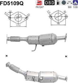 AS FD5109Q - Filtre à particules / à suie, échappement droxauto.com
