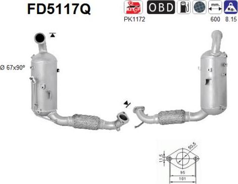 AS FD5117Q - Filtre à particules / à suie, échappement droxauto.com