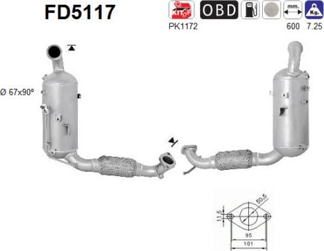 AS FD5117 - Filtre à particules / à suie, échappement droxauto.com