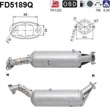 AS FD5189Q - Filtre à particules / à suie, échappement droxauto.com