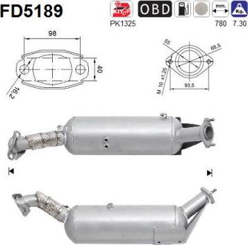 AS FD5189 - Filtre à particules / à suie, échappement droxauto.com