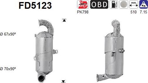 AS FD5123 - Filtre à particules / à suie, échappement droxauto.com