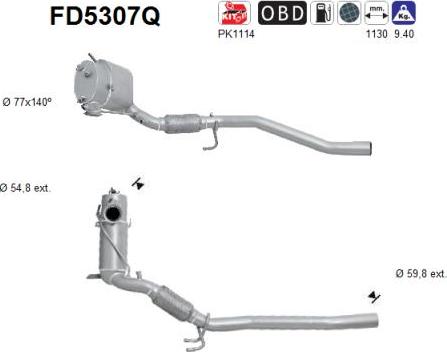 AS FD5307Q - Filtre à particules / à suie, échappement droxauto.com
