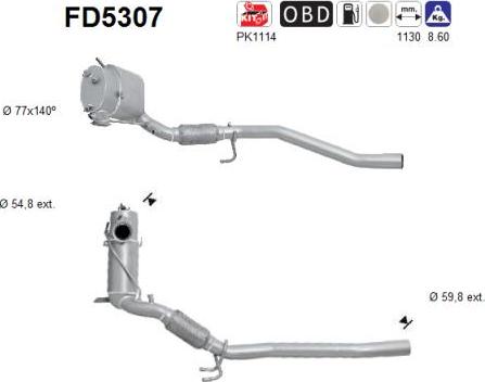 AS FD5307 - Filtre à particules / à suie, échappement droxauto.com