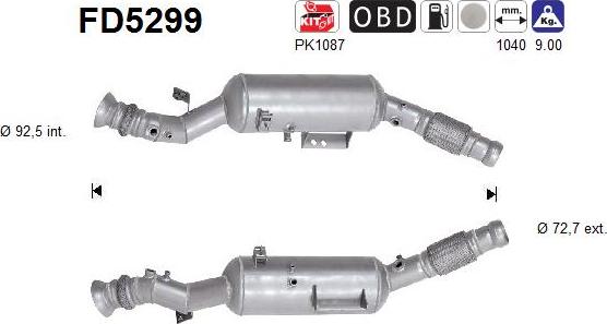 AS FD5299 - Filtre à particules / à suie, échappement droxauto.com