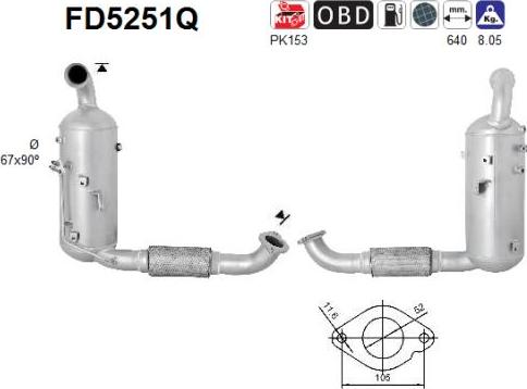 AS FD5251Q - Filtre à particules / à suie, échappement droxauto.com