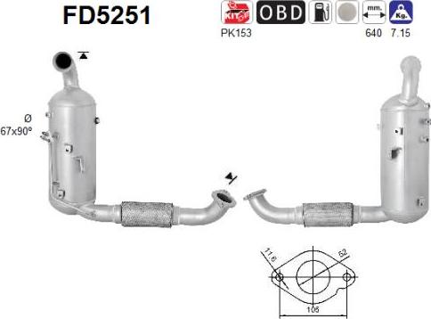 AS FD5251 - Filtre à particules / à suie, échappement droxauto.com