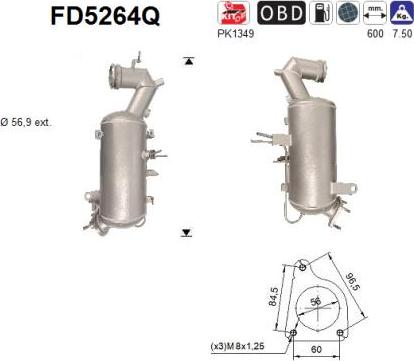 AS FD5264Q - Filtre à particules / à suie, échappement droxauto.com