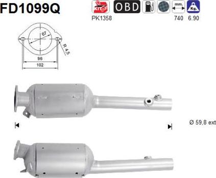 AS FD1099Q - Filtre à particules / à suie, échappement droxauto.com