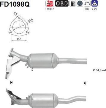 AS FD1098Q - Filtre à particules / à suie, échappement droxauto.com